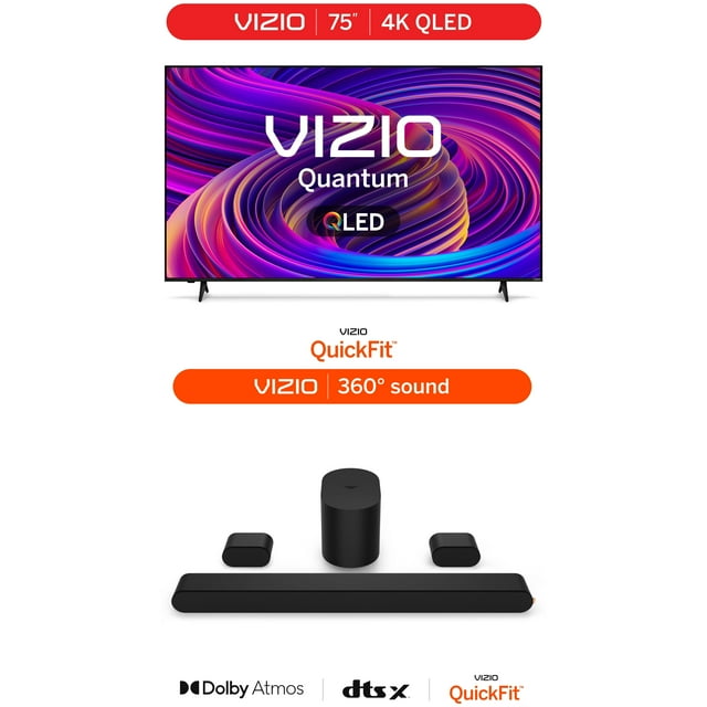VIZIO 75" Class Quantum 4K QLED HDR Smart TV (NEW) M75Q6L4 and VIZIO 5