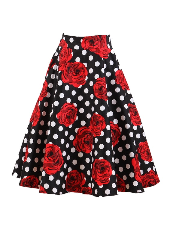 VIntage Retro Style Print Casual Circle Skirts