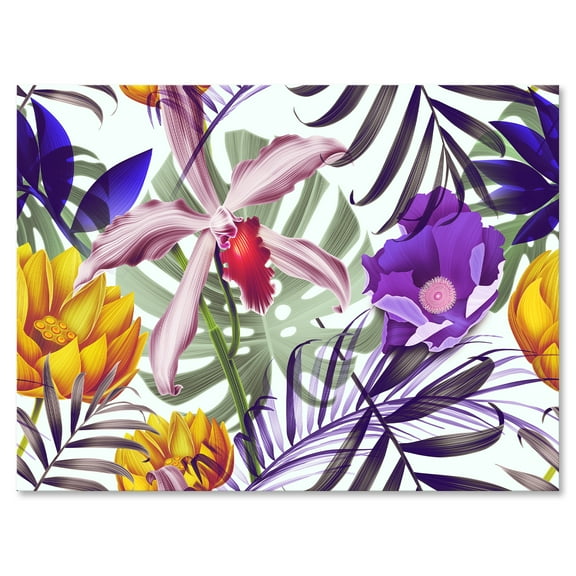VIntage Tropical Flowers IX 12 in x 8 in Painting Canvas Art Print, by Designart