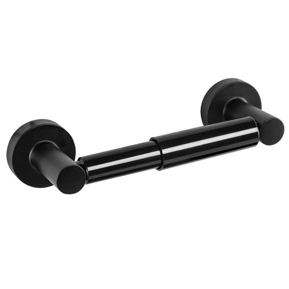 VIrigilSon Toilet Roll Holder Paper Holders Wall Mounted Spring Loaded Flexible Round Mounting Tissue Stand Hanger Bathroom Kitchen Storage Matte Black Stainless Steel
