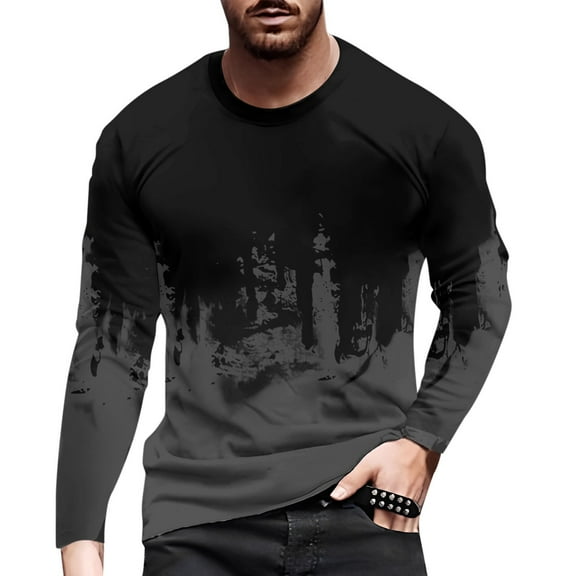 VJATTWR Adult Male Men Crew Neck Long Sleeves T-Shirt L