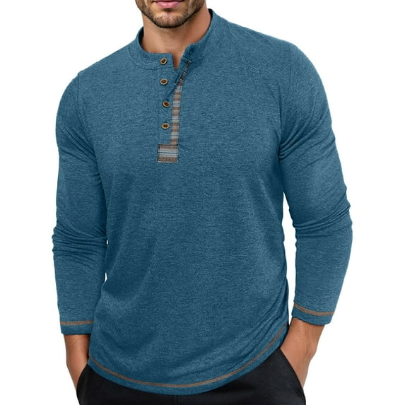 VJATTWR Shirts for Men Pullover Winter Thicken Thermal Travel Long Sleeve Casual Mens T-Shirts Round Neck M