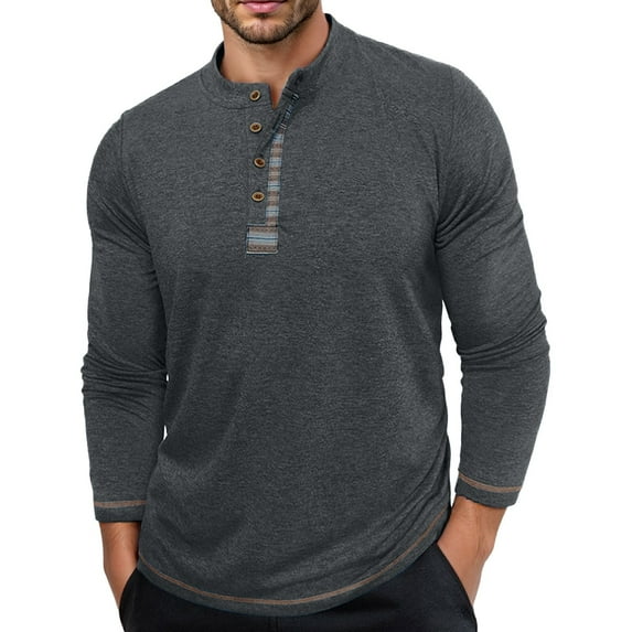 VJATTWR Shirts for Men Pullover Winter Thicken Thermal Travel Long Sleeve Casual Mens T-Shirts Round Neck Xl