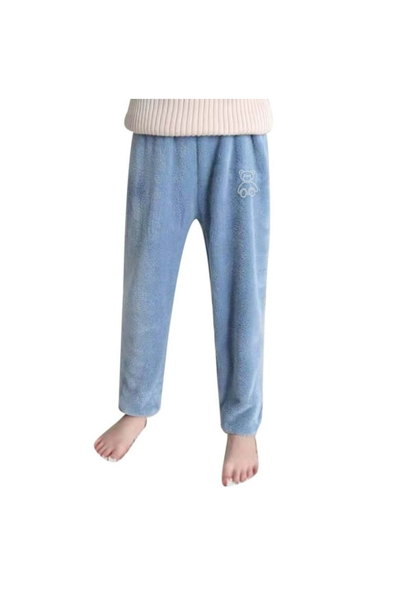 Kids Boy Girls Pajama Pants, Winter Warm Fuzzy Bottoms Long Soft Plush Fluffy Pants Sweatpants Homewear 18M-12Y