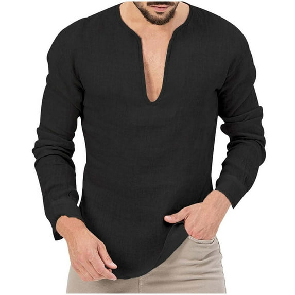 VJATTWR Long Sleeve Mens Shirts Casual Pullover Shirts for Men Lightweight Stripes Men Tshirts Xxl