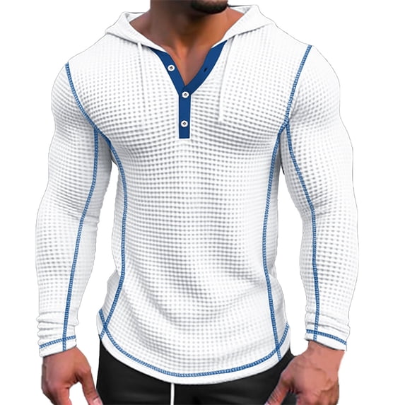 VJATTWR Men's Long Sleeve Neck Shirt, Thermal Style with Button Front, Cozy Fall Winter Top L