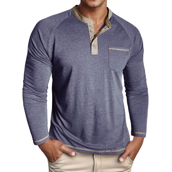 VJATTWR Men's Long Sleeve Shirt, Knit Fabric with Button Placket, Smart Casual Look for Office Xl