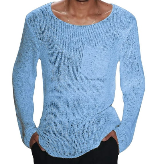VJATTWR Men's Shirts Long Sleeve Basic Pullover T-Shirt with Pocket Xxxl