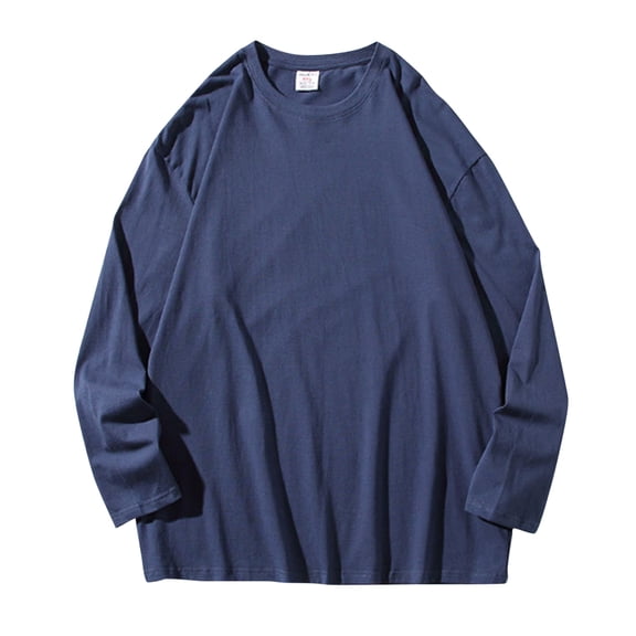 VJATTWR Men's T-Shirts with Ridded Crew Neck Long Sleeve Classic Fit Tee S-3Xl Regular Big & Tall Breathable Casual Menswear Top Streetwear Xxxl