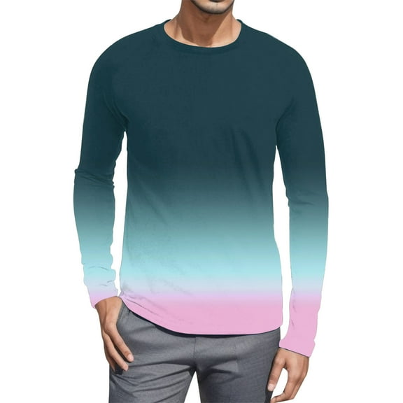 VJATTWR Mens Long Sleeve T Shirts Long Sleeve Shirts for Men Men's Loose Round Neck 3D Printing Long-Sleeved T-Shirt Top Xxxl