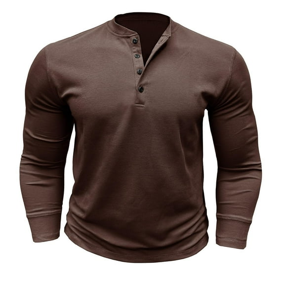VJATTWR Mens Ringspun Three Button Long Sleeve Shirt, Sizes S
