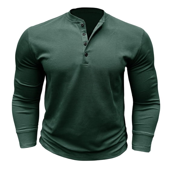 VJATTWR Mens Ringspun Three Button Long Sleeve Shirt, Sizes Xl