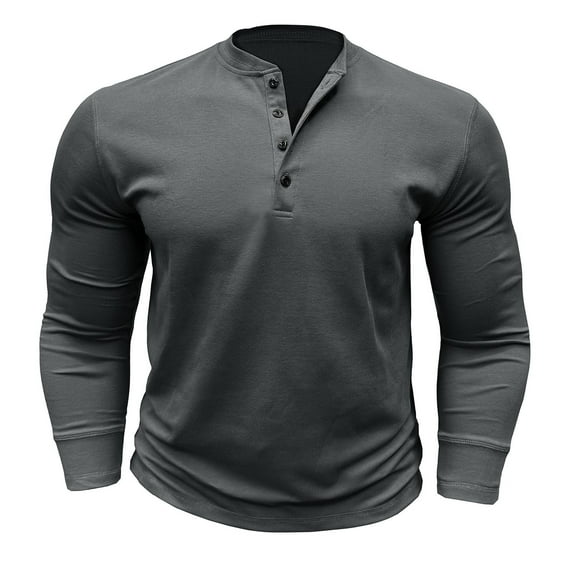 VJATTWR Mens Ringspun Three Button Long Sleeve Shirt, Sizes Xl