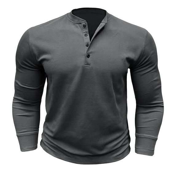 VJATTWR Mens Ringspun Three Button Long Sleeve Shirt, Sizes Xxl