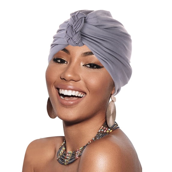 VJGBEGW Braid Turban Cap for Women Ethnic Bohemia Twisted Hair Cover Wrap Hat Pre Tied Bonnet Chemo Cancer Braid Turban Hat