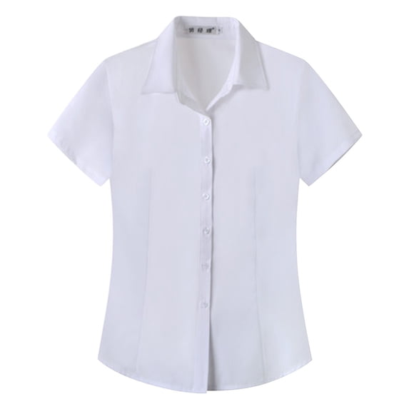 VJGBEGW Button Down Shirts for Women Short Sleeve Casual Blouse Soft Lightweight Breathable Dressy Tops Elegant Daily Office Business Shirt White 6XL