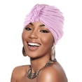thumbnail image 1 of VJGBEGW Chemo Turbans for Women Soft Pre Tied Knot Fashion Pleated Headwear #3 Pink, 1 of 4