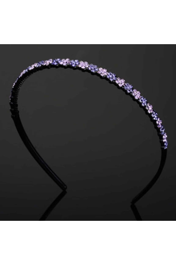 Crystal Rhinestone Headbands for Women Double Rows Sparkly Beaded Hair Hoops Weave Narrow Hair Bands Hair Accessories Purple