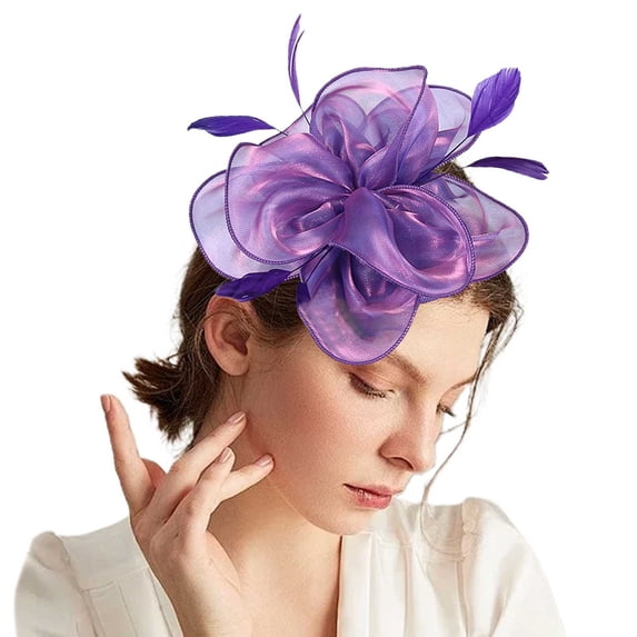 VJGBEGW Fascinator Hat with Mesh Fascinators Headband for Women Floral Headpiece with Headband for Tea Party, Wedding