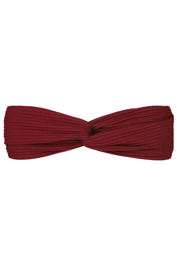 Headbands for Women Twist Knotted Women Head Bands Boho Stretchy Hair Bands Non Slip Criss Cross Turban Plain Headwrap Wine Red