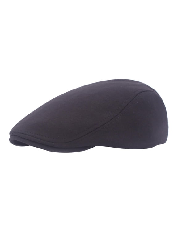 Men's Cotton Flat Newsboy Driving Hat Cap Men Cotton Flat Cap Soft Fitted Driving Cabbie Hat Mens Winter Gatsby Vintage Hats Black