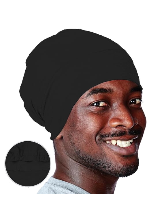 Satin Lined Bonnet Sleep Cap Adjustable Stay on All Night Hair Wrap Cover Slouchy Beanie for Women and Men