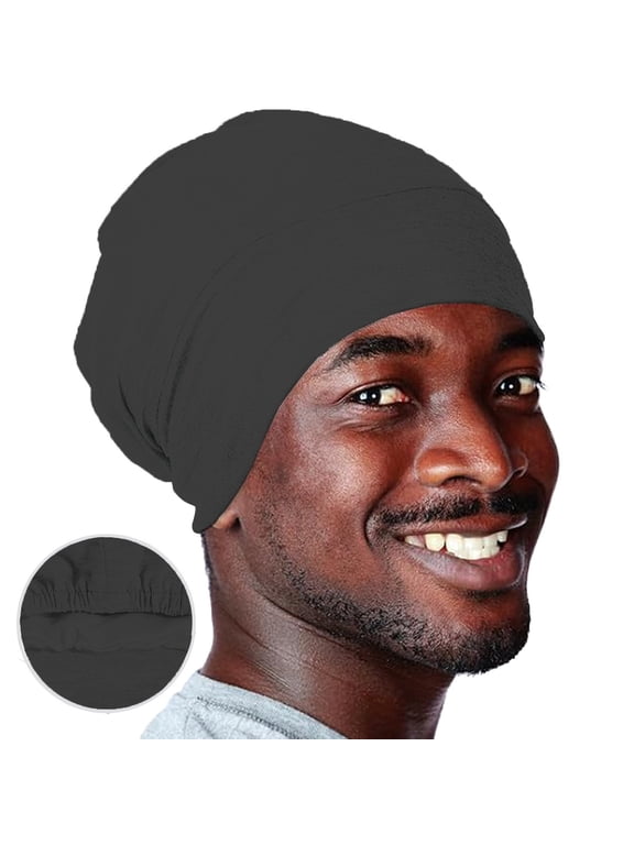 Satin Lined Bonnet Sleep Cap Adjustable Stay on All Night Hair Wrap Cover Slouchy Beanie for Women and Men