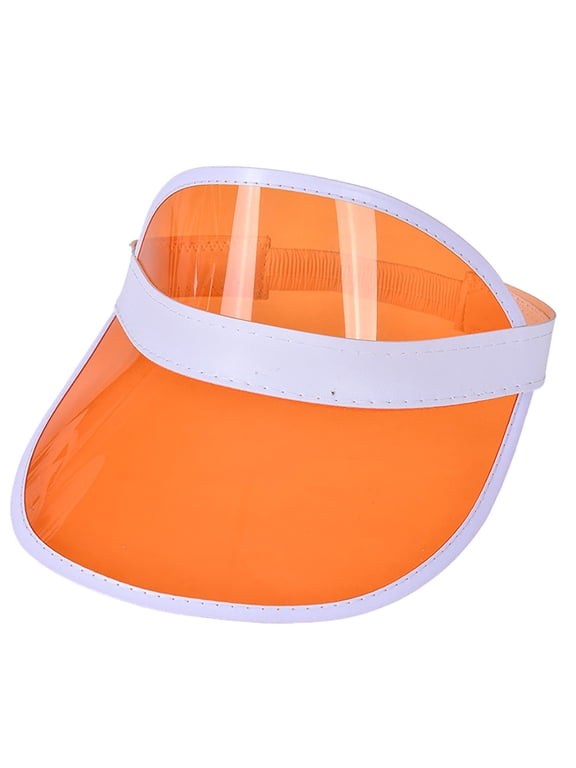 Unisex Plastic Sun Visors Hats Clear UV Protection Poker Cap for Men Women Sports Outdoor Golf Activities Orange
