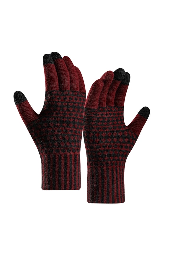 Warm Knit Winter Gloves for Men Women Touch Screen Fingers Non-slip Grip and Elastic Cuff