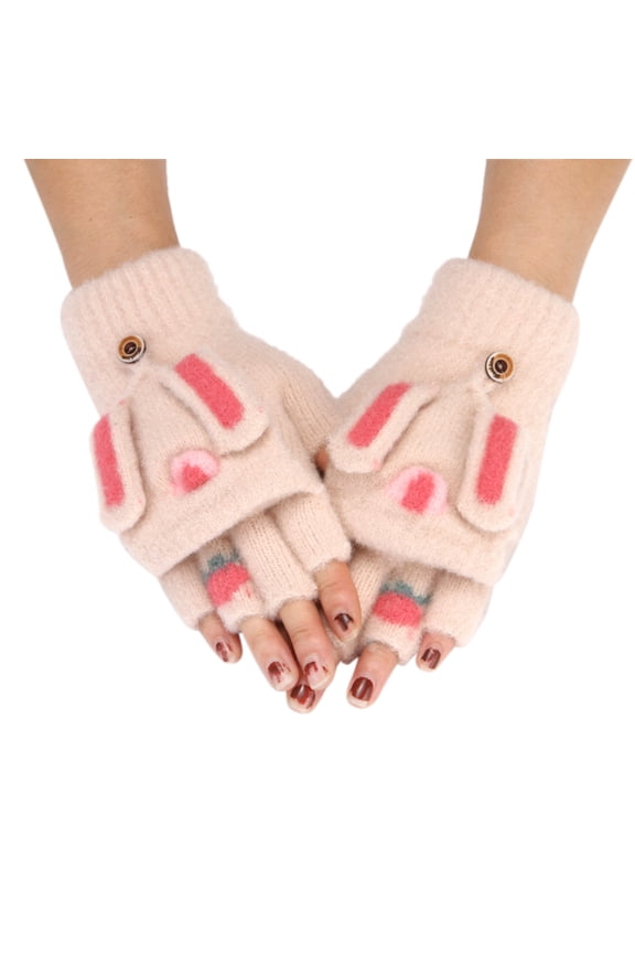 Warm Winter Knit Fingerless Gloves for women with Flip-Top Mittens Convertible Fingerless Mittens for Women