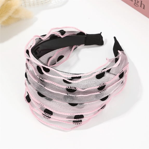 VJGBEGW Wide Hair Band Vintage Sweet Mesh Hairbands Non Slip Hair Hoop Wide Lace Headband Hair Accessories for Women Pink One Size