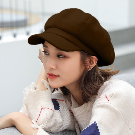 VJGBEGW Women Beret Newsboy Hat French Warm Cap Ladies Hat Warm Beret Hats for Women Coffee