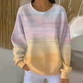 thumbnail image 1 of VJGBEGW Women Gradient Ribbed Long Sleeve Sweatshirt Crew Neck Loose Fit Pullover Tops Casual Drop Shoulder Sweatshirts Light Yellow 3XL, 1 of 4