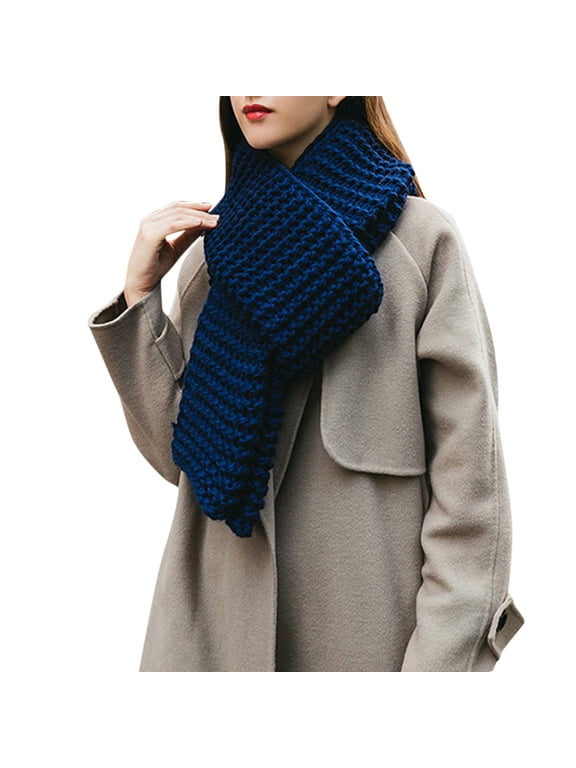 Women Handmade Thick Yarn Knit Scarf, Solid Color Cozy Chunky Knitted Neck Wrap, Soft Warm Windproof Thermal Scarf, Casual All-Match Fashion Accessory for Autumn Winter Daily Outdoor Travel