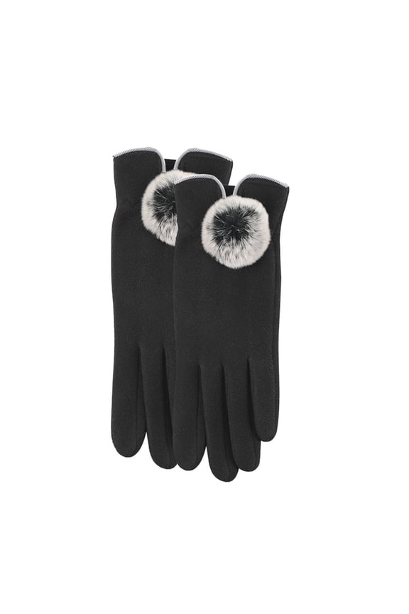 Women Soft Lined Winter Warm Full Finger Gloves Windproof Stretch Thermal Gloves for Driving Cycling Shopping Outdoor Black One Size