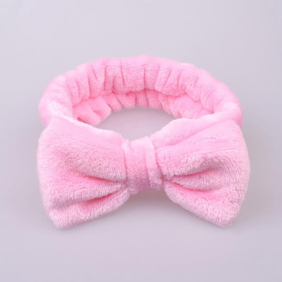 VJGBEGW Women Spa Headband Makeup Headband for Washing Face Fluffy Skincare Headbands Microfiber Bow Knot Hair Band Pink
