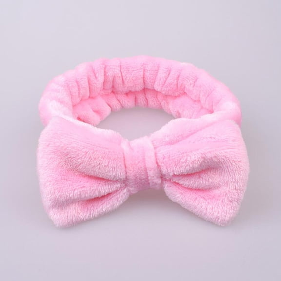VJGBEGW Women Spa Headband Makeup Headband for Washing Face Fluffy Skincare Headbands Microfiber Bow Knot Hair Band Pink