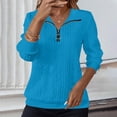 thumbnail image 1 of VJGBEGW Women Textured Quilted 1/4 Zip Pullover Comfort Half Zip Fall Sweatshirt Cozy Pullover Tops Cable Knit Sweater Sky Blue M, 1 of 6