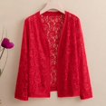 thumbnail image 1 of VJGBEGW Women's Boho Hollow Out Knitted Cardigan Long Sleeve Open Front Knit Sweater for Summer Beach Cover-Up Red 5XL, 1 of 3