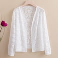 thumbnail image 1 of VJGBEGW Women's Boho Hollow Out Knitted Cardigan Long Sleeve Open Front Knit Sweater for Summer Beach Cover-Up White XL, 1 of 3