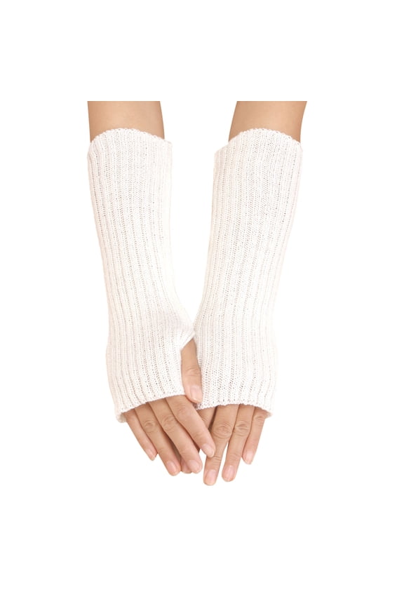 Women’s Ribbed Knit Fingerless Gloves Long Striped Arm Warmers Winter Thermal Wrist Cuffs for Cold Weather Daily Use