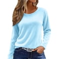 thumbnail image 1 of VJGBEGW Women's Soft Fleece Pullover Sweater Long Sleeve Crew Neck Tops Cozy Knit Blouse for Fall Winter Casual Wear Light Blue XL, 1 of 4