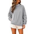 thumbnail image 1 of VJGBEGW Womens Mock Neck Sweatshirt Oversized Pullover Fall Fashion Long Sleeve Tops Light Ashy M, 1 of 9