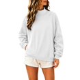 thumbnail image 1 of VJGBEGW Womens Mock Neck Sweatshirt Oversized Pullover Fall Fashion Long Sleeve Tops White M, 1 of 9