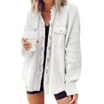 thumbnail image 1 of VJGBEGW Womens Waffle Knit Shacket Oversized Button Down Shirt Jacket Lightweight Spring Outfits Clothes White XL, 1 of 6