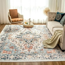 VK·LIVING Area Rugs Machine Washable Rug 5'x 7' Vintage Design Washable Area Rugs with Non Slip Rugs for Living Room Bedroom Traditional Woven Rug Carpet Stain Resistant, Home Decor Office Boho Rug