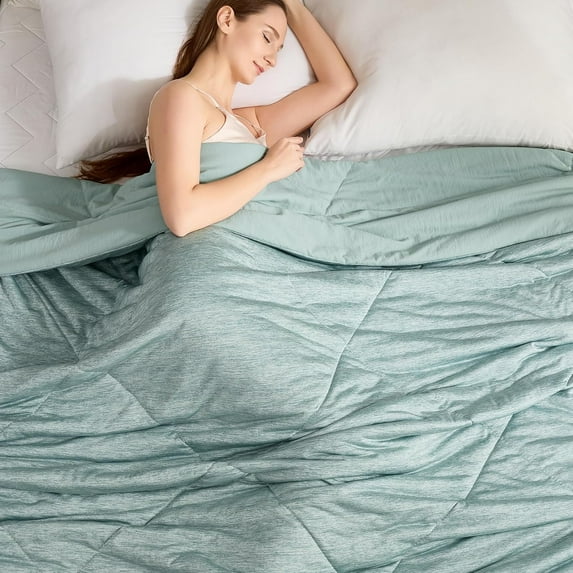 VK·LIVING Cooling Comforter Queen Size, Reversible All Season Cooling Comforter, Breathable Soft Lightweight Comforter for Hot Sleepers, Green