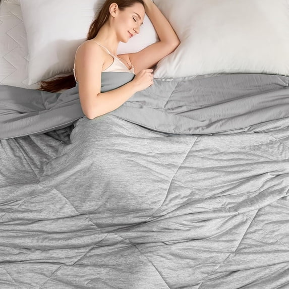 VK·LIVING Cooling Comforter Twin Size, Reversible All Season Cooling Comforter, Breathable Soft Lightweight Comforter for Hot Sleepers, Grey