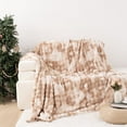 thumbnail image 1 of VK·LIVING Faux Rabbit Fur Reversible Throw Blanket,Super Soft 3D Striped Fuzzy Cozy Thick Ribbed Blankets,Tie-Dye Brown,108"x 90", 1 of 7