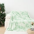 thumbnail image 1 of VK·LIVING Faux Rabbit Fur Reversible Throw Blanket,Super Soft 3D Striped Fuzzy Cozy Thick Ribbed Blankets,Tie-Dye Green,90"x 90", 1 of 7
